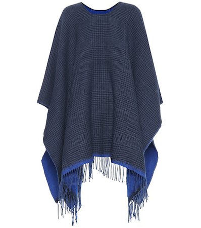 Double face wool-blend poncho
