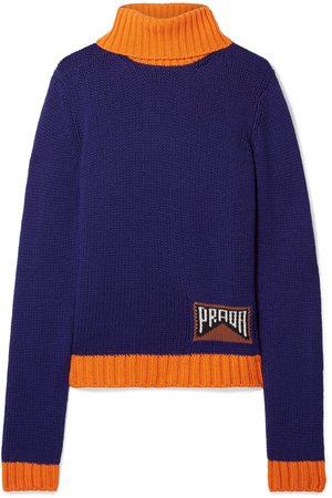 Prada | Intarsia cashmere-blend turtleneck sweater | NET-A-PORTER.COM
