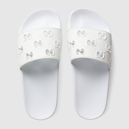 White Rubber Women's GG Slide Sandal | GUCCI® HU