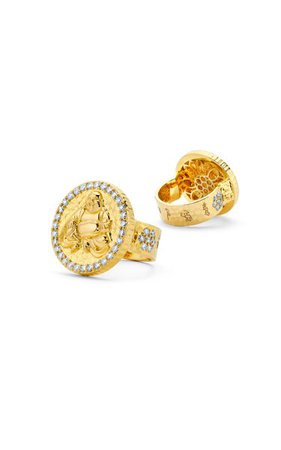 20k Yellow Gold Happy Buddha Coin Ring By Buddha Mama | Moda Operandi