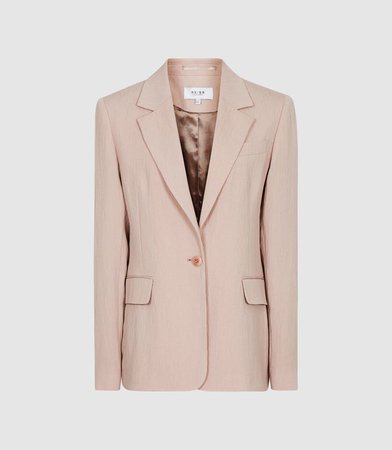 Lana Pale Pink Textured Tailored Blazer – REISS