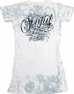 New Women's Sinful Affliction Artwork Tattoo Love & Pride Top T-Shirt Tee White | eBay