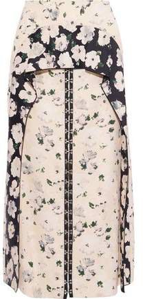 Ruffled Floral-print Crepe De Chine Midi Skirt