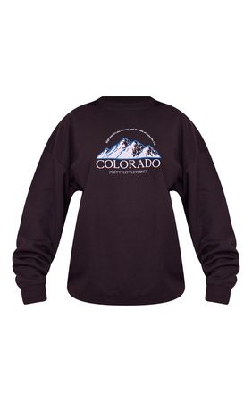 Black Colorado Print Oversized Sweatshirt | PrettyLittleThing USA