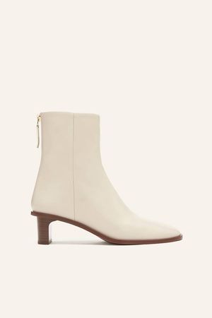 cream leather ankle boot