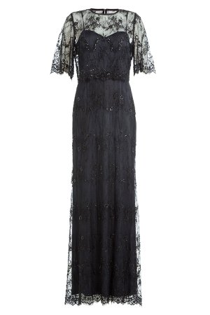 Floor Length Dress with Embellished Lace Overlay Top Gr. UK 16