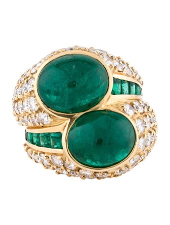 18K Diamond & Emerald Cocktail Ring