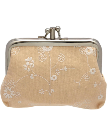 beige nude floral coin purse wallet