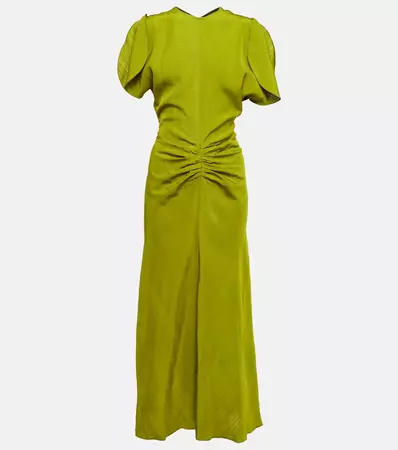 Gathered Midi Dress in Green - Victoria Beckham | Mytheresa