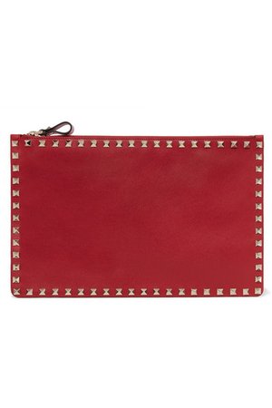 Valentino | Valentino Garavani The Rockstud textured-leather pouch | NET-A-PORTER.COM