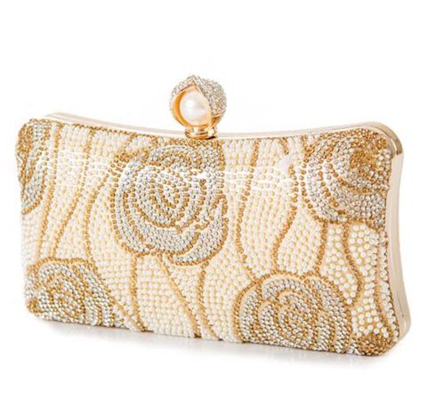 white and gold clutch