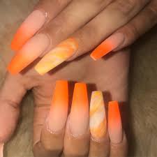 orange acrylic nails