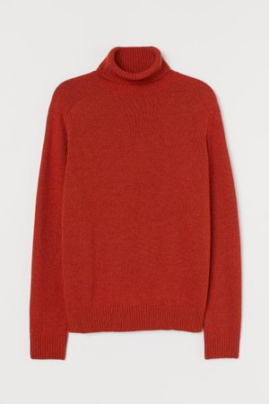 Fine-knit Turtleneck Sweater - Dark orange - Men | H&M US
