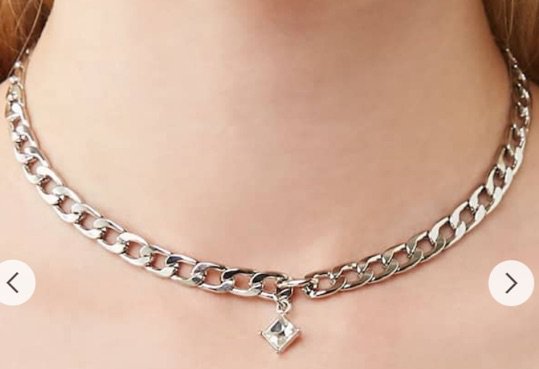 Silver Chain w/ Stone Choker Necklace