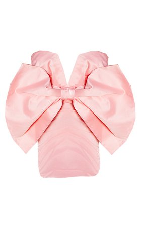 Pink Satin V Bar Bow Detail Bodycon Dress | PrettyLittleThing USA