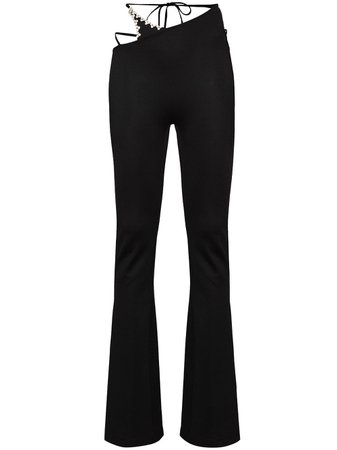 AREA asymmetric-strap flared trousers