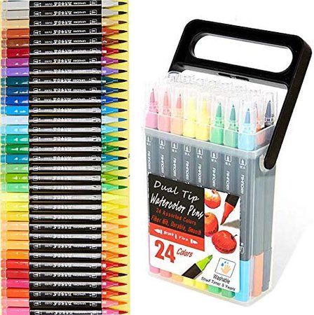 Amazon.com: WQIYA Dual Tip Markers for Kids, Washable Markers Set, Art Markers with Stand Portable Box, Gift For Kids (24 Colors Markers for Kids) : Toys & Games