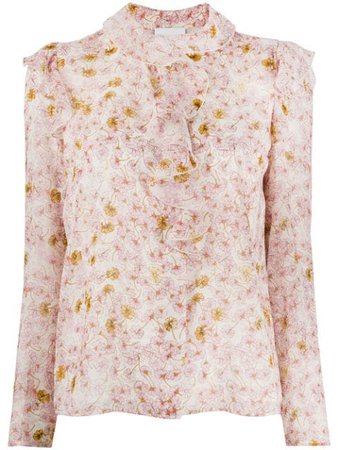 Giambattista Valli ruffled floral-print blouse