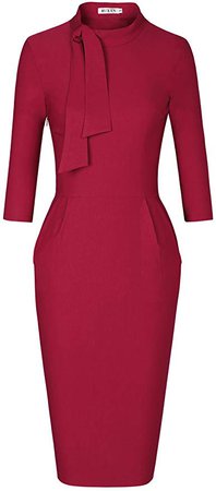 Amazon.com: MUXXN Women's Classic Vintage Tie Neck Formal Cocktail Dress with Pocket: Clothing
