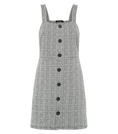 Light Grey Check Pinafore Mini Dress | New Look