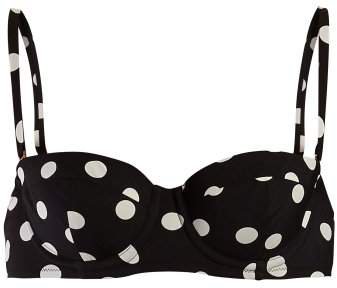 Polka Dot Print Balconette Bikini Top - Womens - Black Multi