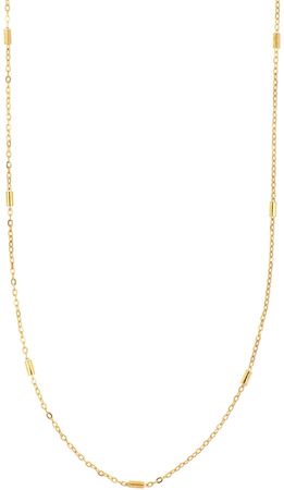 14K Gold Bar Station Chain Necklace