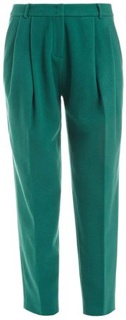 WtR - Nina Forest Green Wool High Waist Tapered Trousers