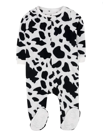 Leveret Kids Footed Fleece Pajama Cow Black