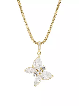 Shop Adriana Orsini Taylor 18K Gold-Plate & Cubic Zirconia Butterfly Pendant Necklace | Saks Fifth Avenue