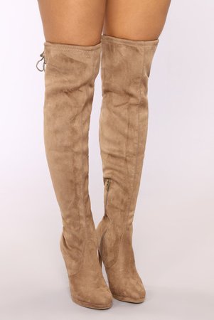 Edgy Chick Over The Knee Boot - Taupe