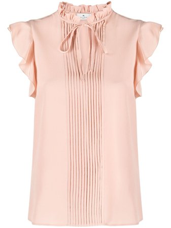 Shop pink Etro pleated tie-neck blouse with Express Delivery - Farfetch