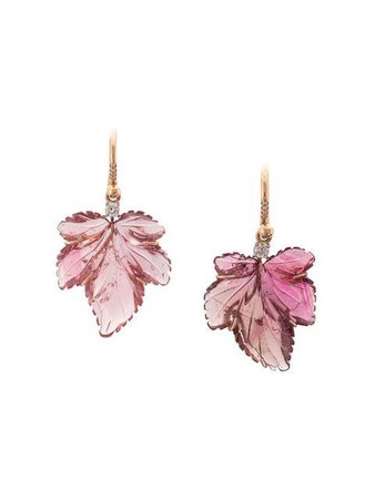 Irene Neuwirth 18kt Rose Gold One-Of-A-Kind Tourmaline Leaf Earrings