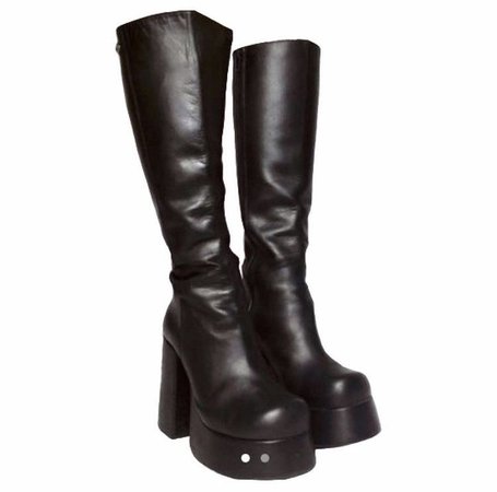 *clipped by @luci-her* Black Leather Buffalo Platform Chunky Boots
