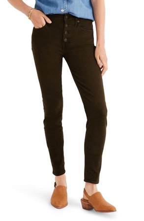 Madewell 9-Inch Mid-Rise Skinny Jeans: Garment Dyed Button Front Edition (Regular & Plus Size) | Nordstrom