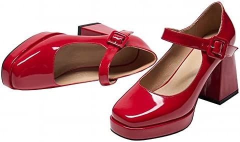 Amazon.com | Latasa Womens Platform Chunky Heels Square Toe Block Heel Mary Jane Pumps Dress Shoes | Pumps