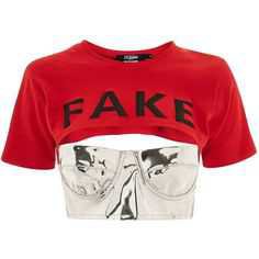 'Fake' Slogan Crop T-Shirt Bralet by Jaded London