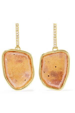 Kimberly McDonald | 18-karat gold, geode and diamond earrings | NET-A-PORTER.COM
