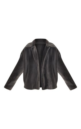 Charcoal Grey Oversized Faux Fur Jacket | PrettyLittleThing USA