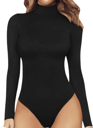 black turtleneck bodysuit