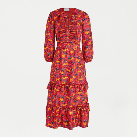 Collection Tiered Ruffle Dress In Jungle Cat Floral Print : | J.Crew orange