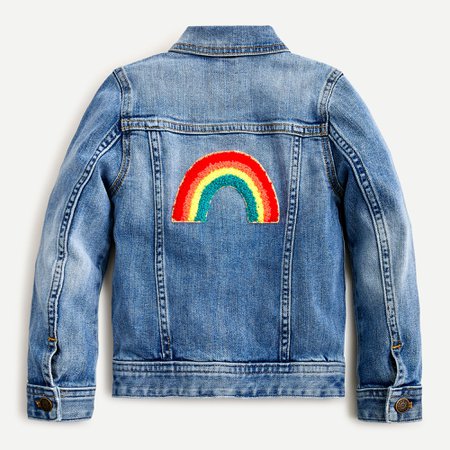 J.Crew: Girls' Denim Jacket With Rainbow Patch