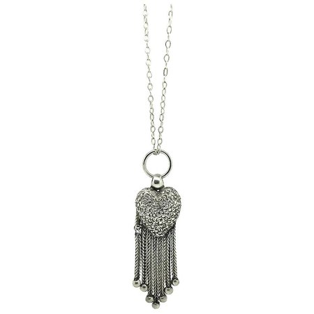 Antique Victorian Heart Tassel Silver Pendant Necklace : Mayveda Vintage Jewellery | Ruby Lane