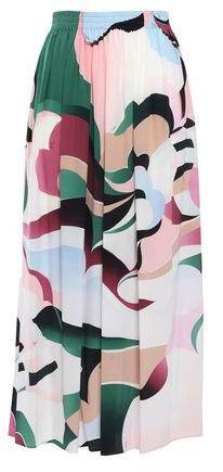 Printed Silk Crepe De Chine Midi Skirt
