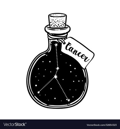 Glass bottle with zodiac cancer constellation Vector Image