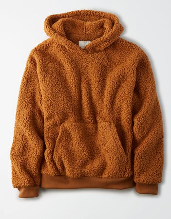 AE Fuzzy Sherpa Oversized Hoodie Brown