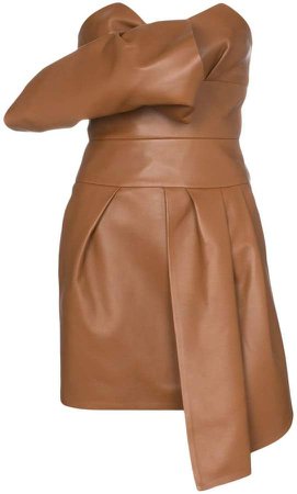 strapless leather mini dress