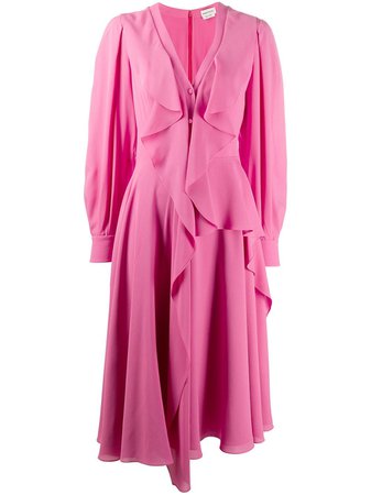 Shop pink Alexander McQueen ruffled midi dress with Express Delivery - Farfetch