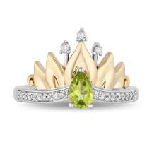 Enchanted Disney Fine Jewelry Sterling Silver and 10K Yellow Gold 1/10 CTTW Diamond and Peridot Tiana Water Lily Tiara Ring - Google Search