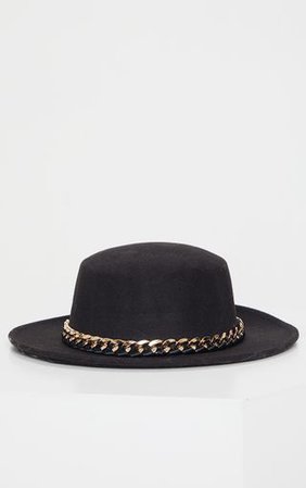 Black Chain Trim Bowler Hat | Accessories | PrettyLittleThing