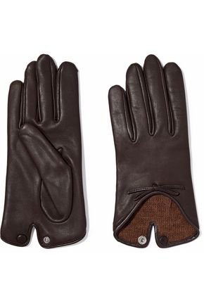 Bow-embellished leather gloves | AGNELLE | Sale up to 70% off | THE OUTNET